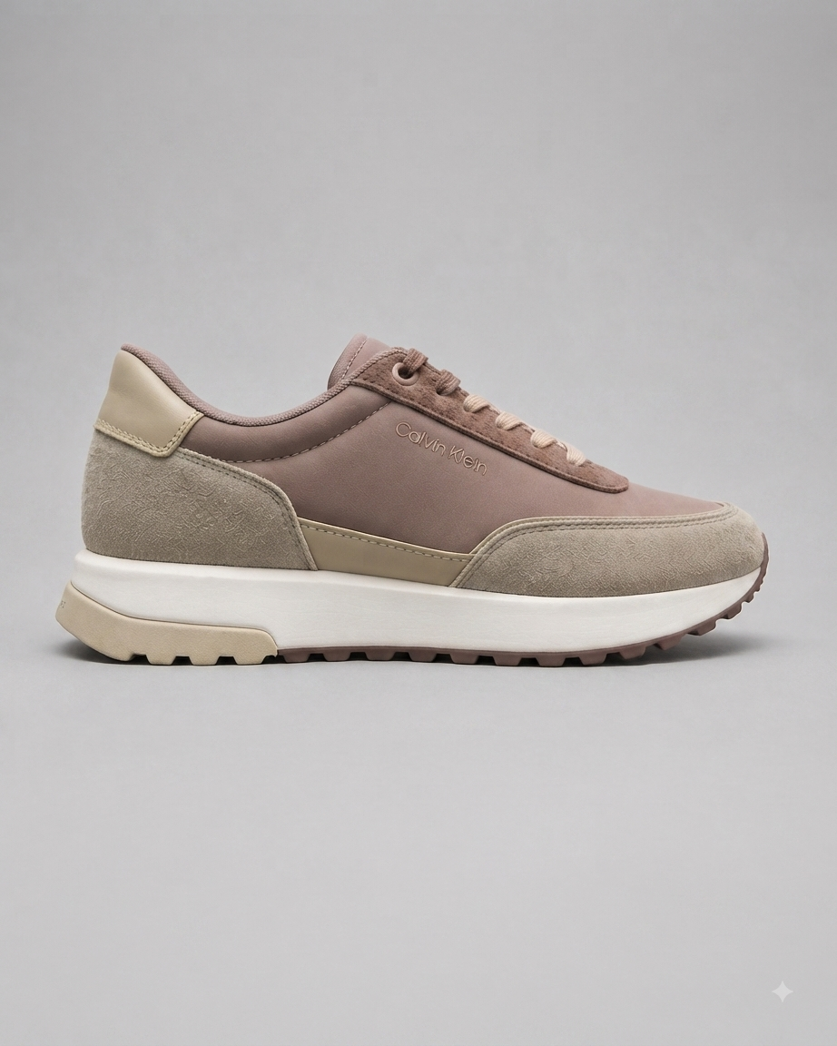 CALVIN KLEIN | Baskets Basses "Runner" Taupe & Nude